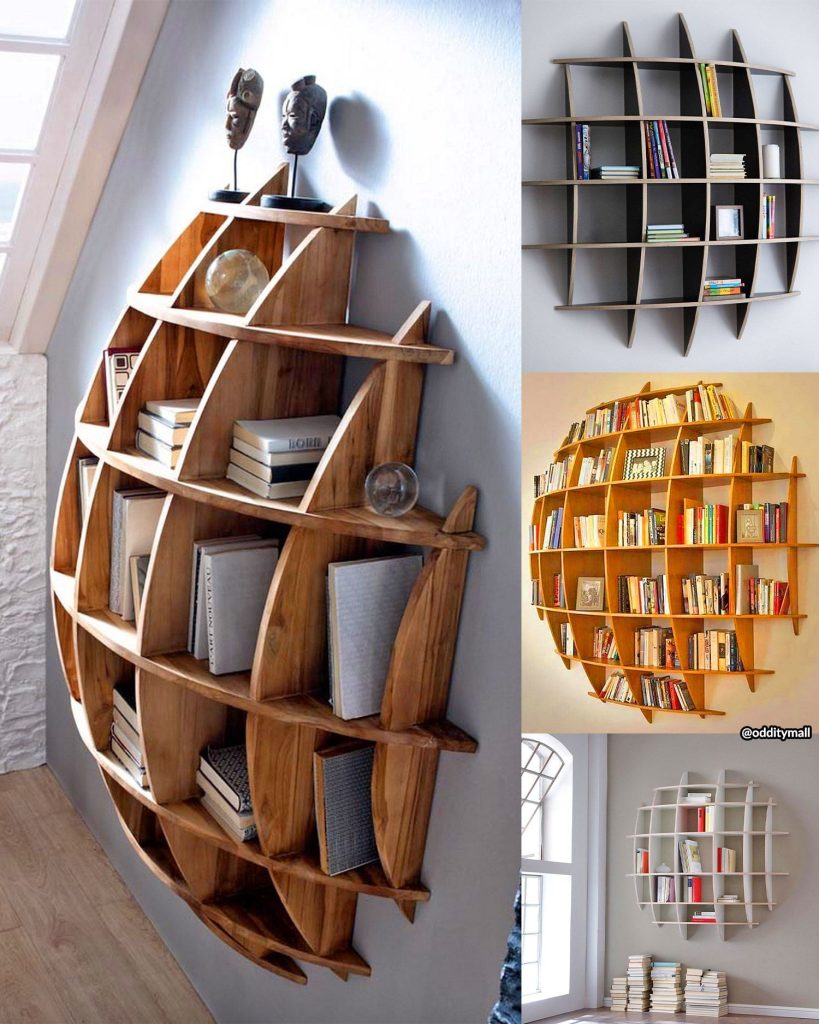 rak buku rustic dinding