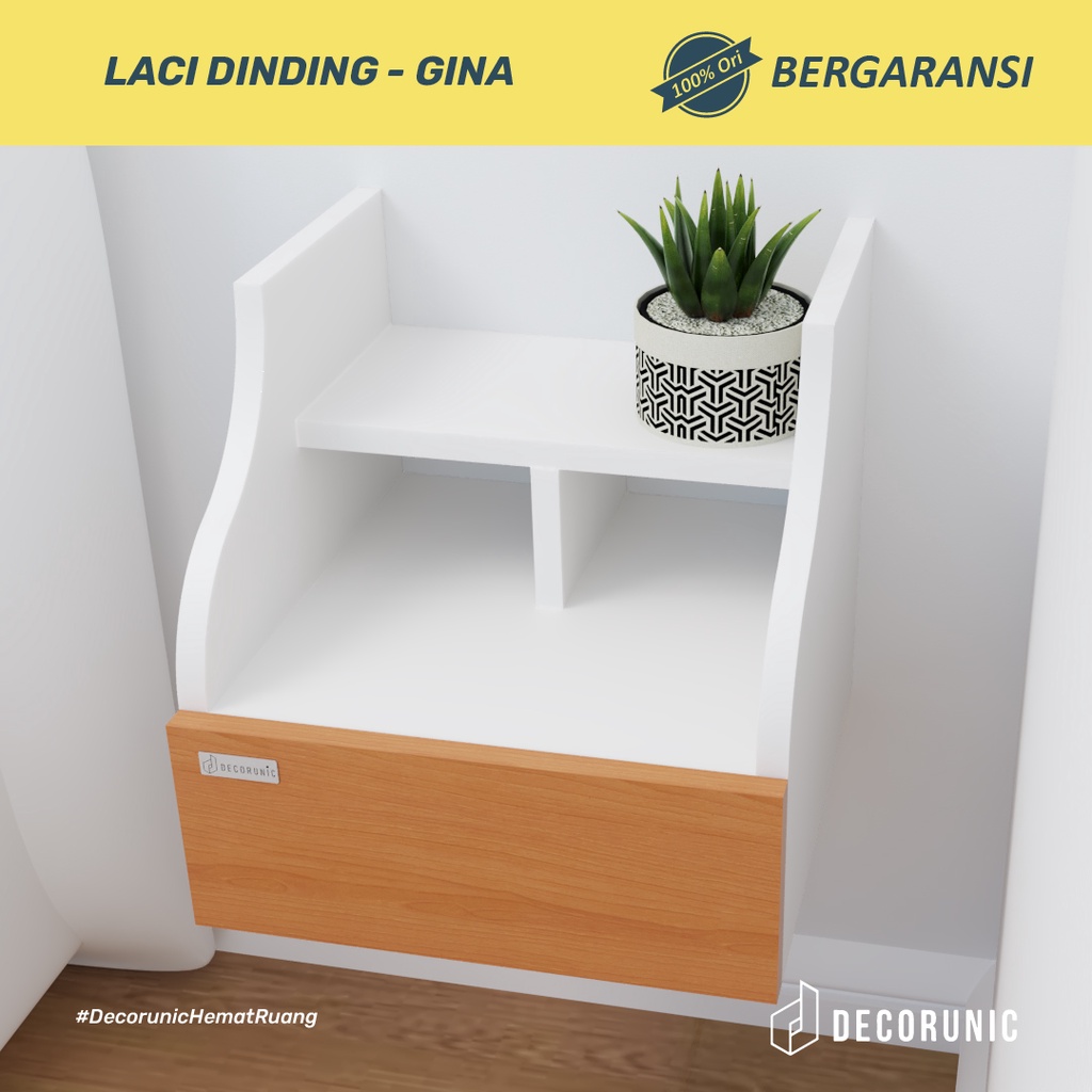 Laci dinding putih minimalis dengan permukaan atas terbuka