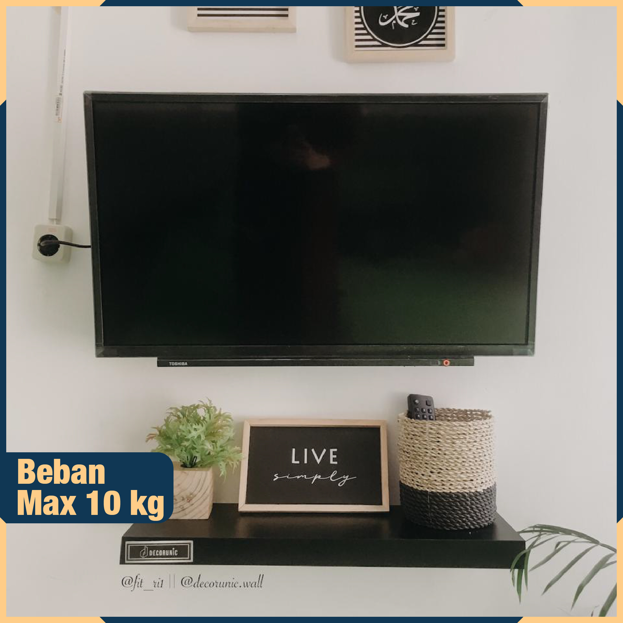 Rak dinding papan kayu 60 cm siap dipasang di tembok